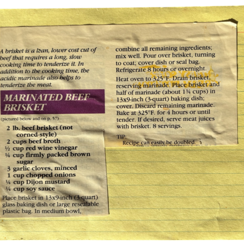 marinated beef brisket recipe card