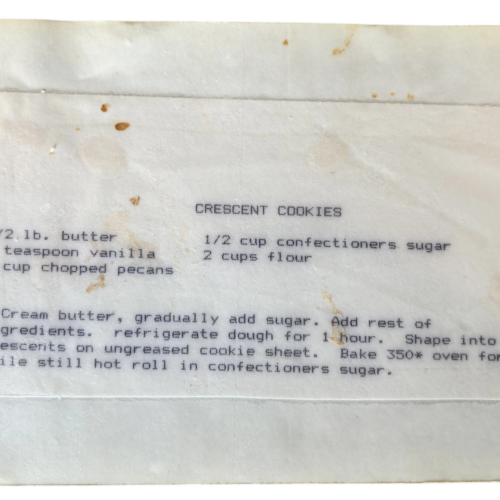 crescent cookie recipe card