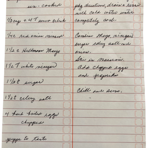 macaroni salad recipe card