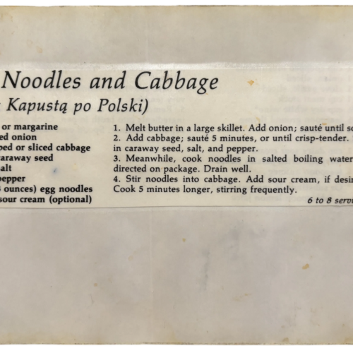 polish noodles and cabbage recipe card