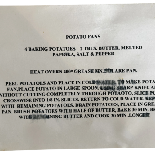 potato fans recipe card